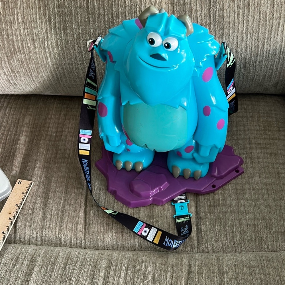Disney Sully, blue and purple, monster, popcorn bucket for monsters Inc.